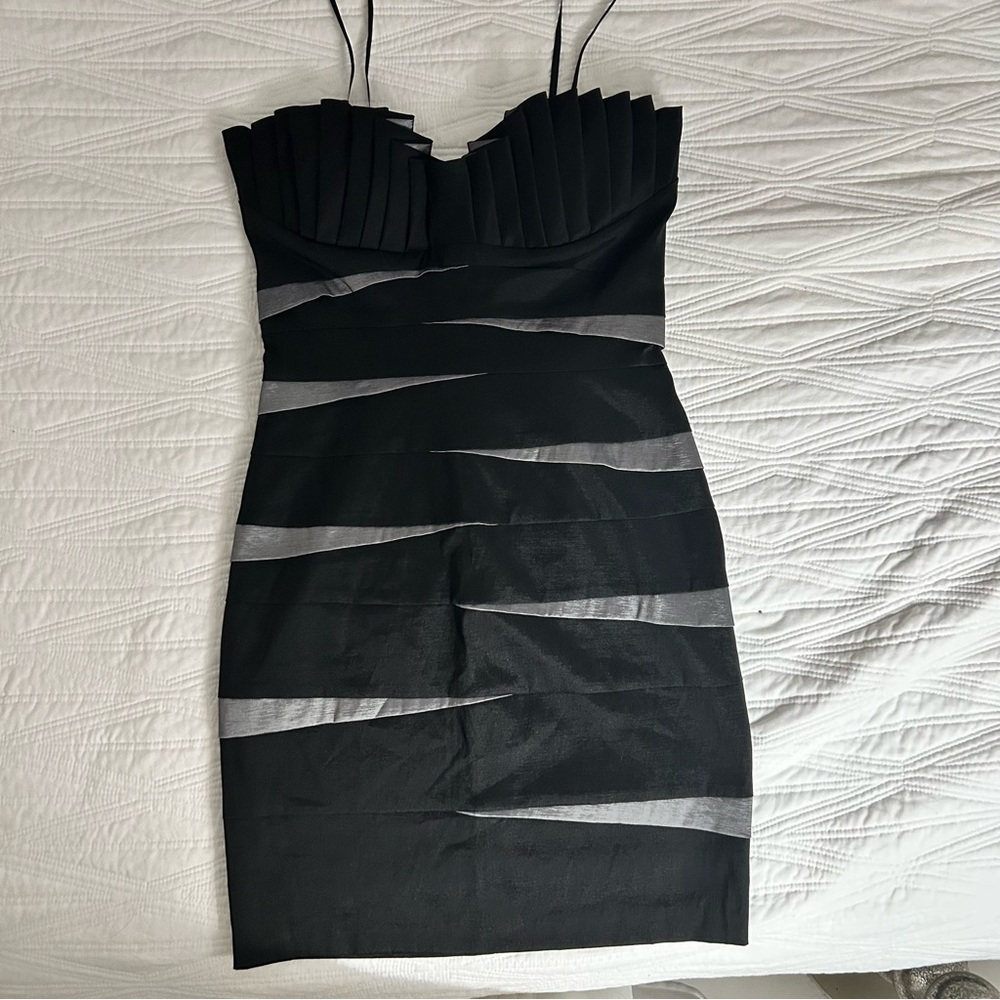 Sexy Betsy & Adam Black Cocktail Dress Size 10 Sweetheart Pleated LBD!!
